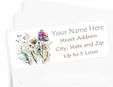 Watercolor Wildflowers Personalized Return Address Labels Floral Return Labels