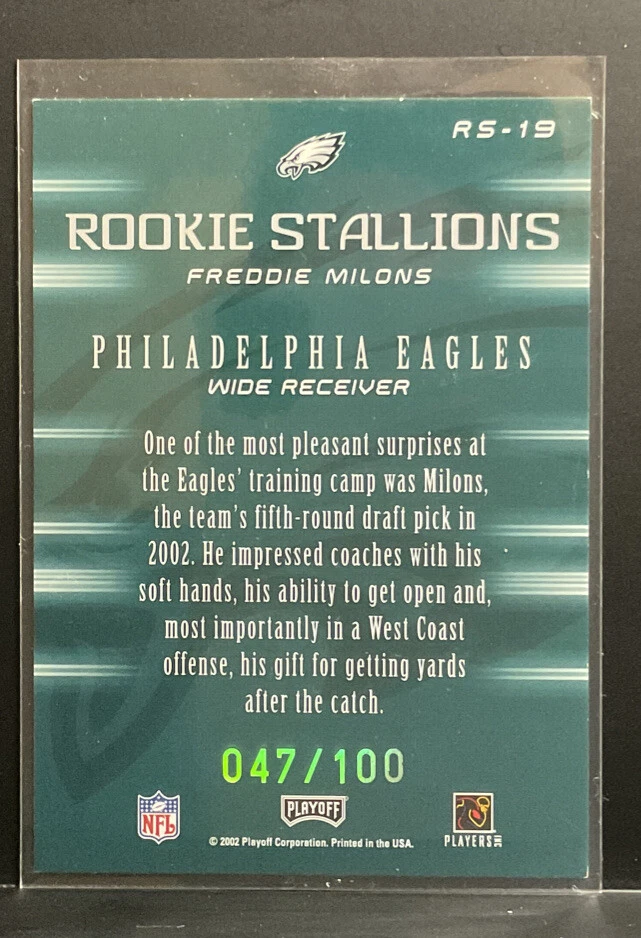 Freddie Milons 2002 Honors Rookie Stallions Autograph #RS-19 Eagles 47/100 - Image 2 of 2