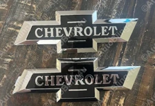 Black Chrome Front Rear Heritage Bowtie Emblems 16-18 Silverado Colorado Sierra