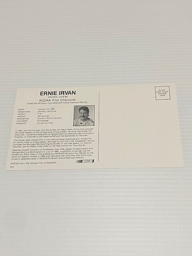 Vintage 1992 Ernie Irvan Nascar Postcard/Handout Printed Autograph - Picture 2 of 2