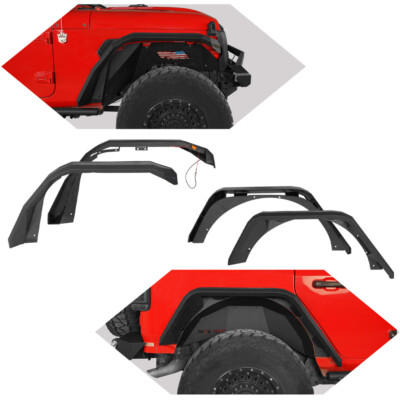 FIT JEEP WRANGLER JL/JLU 2018-2025 4PCS STEEL WIDE FENDER FLARES W/TURN SIGNALS