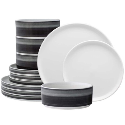 Noritake 12-Piece Dinnerware Set Dishwasher-Safe Porcelain Jet (Service for 4)