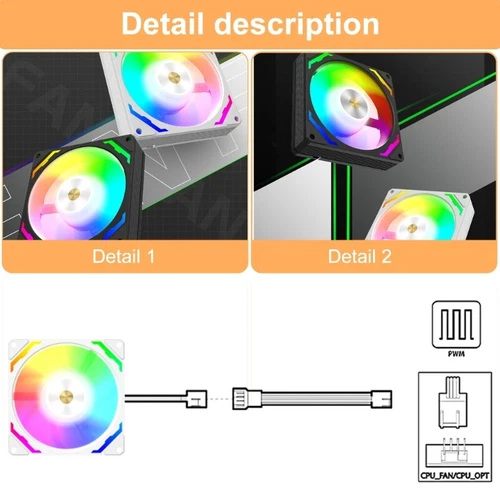 90mm PWM Case Fan With ARGB LED Lights Efficient Perfect For Gaming Desktop CPU