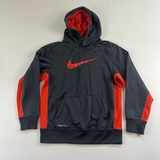 Gray and orange nike boys therma-fit sweatshirt size L