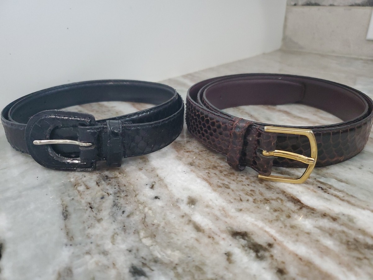 Women’s Genuine Leather Black Belt Genuine Snake Skin Size XL Snake Skin Pattern Top Grain Leather Belt - Western Express main image 4