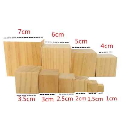 Wooden Block for Crafts Cube Unfinished Pine Wood Great for DIY Projects Gifts