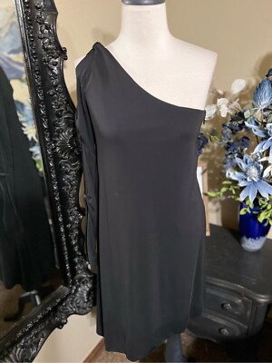 BCBGMAXAZRIA Cold Shoulder Sexy Little Black Dress One Sleeve Size Small  - Main Image