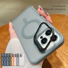 For iPhone 15 Pro Max 14 13 12 11 Mag Safe Frosted Case Stand Shockproof Cover