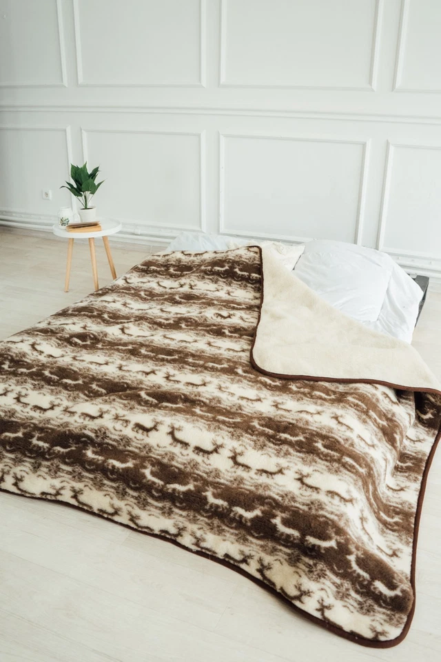 Sheepskin Wool Throw Blanket | 100% Natural Wool | Soft Warm Bed & Sofa Cover - Image 2 of 4