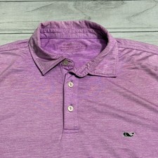 Vineyard Vines Polo Shirt Large Purple Striped OTG On the Go Sankaty Performance