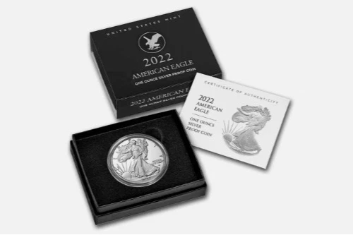 2022 S 1oz American Silver Eagle Proof Coin Box & COA