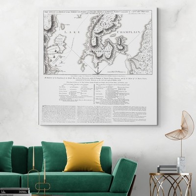 1776 Map of Battle of Valcour Island   Naval Engagements & Fleet Positions Print
