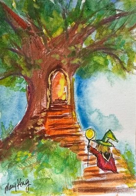 Watercolor ACEO Original Painting by Mary King - Wizard