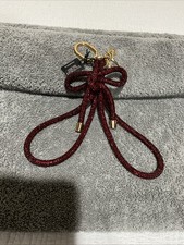 Victoria's Secret Bow Knotted Shine Rhinestone Wristlet Strap Keychain Red NWT
