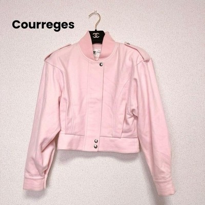 Courreges Women Stadium Jacket Stylish Baby Pink Rare size9 Blouson Jamper Good