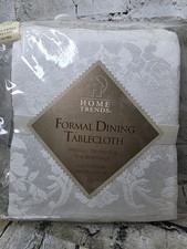 HOME TRENDS Formal Dining Tablecloth White Oblong 60 x 84" NIP