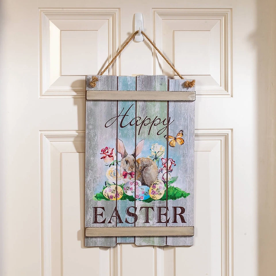 Happy Easter Pallet Sign, Seasonal Home Décor, Spring Design, 17 ½” x 11 3/8” Foto 2 de 4