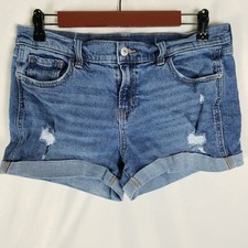 Old Navy Mid Rise Boyfriend Denim Shorts Distressed Cuffed Womens 6