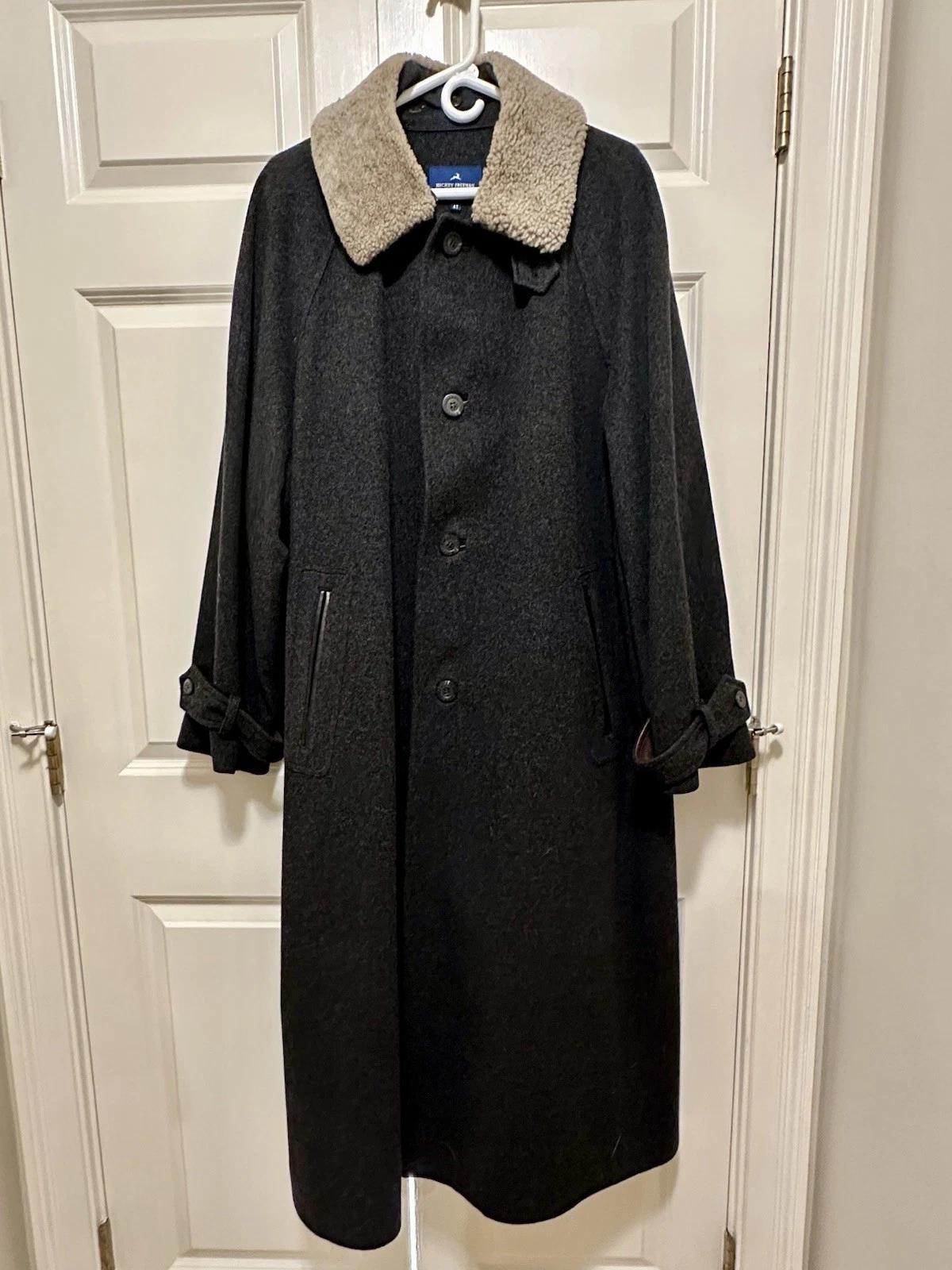 Hickey Freeman Charcoal Gray Wool Overcoat Size 42 image 2