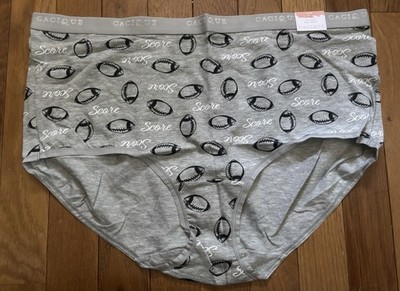 Plus Size 14/16 Lane Bryant Cacique Full Brief Cotton Panty Gray Football Score