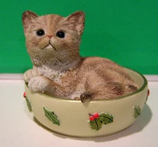 LENOX KITTY CAT -- CHRISTMAS CATNAP -- in Holiday Bowl -- -- NEW in BOX with COA