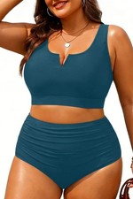 Women Plus Size High Waisted Bikini - Piece Swimsuit Tummy Control Bathing Su...