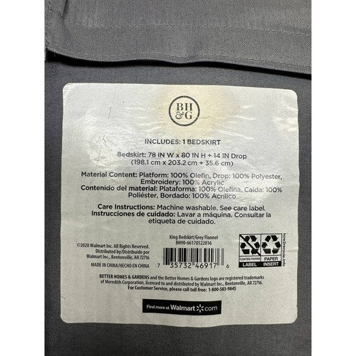 Better Homes & Gardens camicia letto king grigia ricamata su misura 14 pollici goccia - Foto 4 di 5