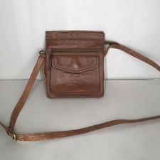 Vintage Fossil 1954 Pebbled Leather Crossbody Messenger Purse 75082 Distressed