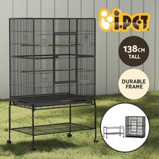 i.Pet Bird Cage Large Cages 138cm Parrot Aviary Stand-Alone Budgie Wheels Castor
