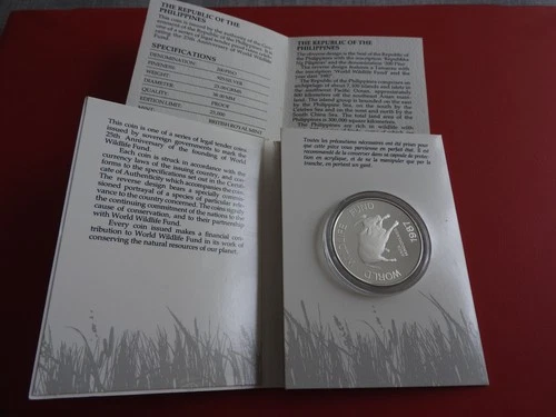 * Philippines 200 Piso 1987 Silver Proof * WWF * Tamarau (Ki.15)