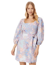 $139 Vince Camuto Women's patterned Linen Aline Dress size 10 m11
