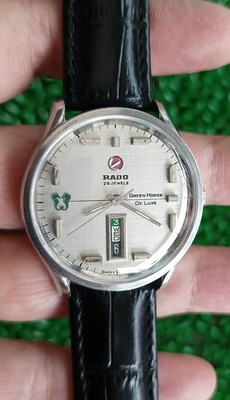 NICE & RARE VINTAGE RADO GREEN HORSE DELUXE AUTOMATIC 25 JEWELS