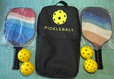Pickleball Paddle Set 2 Rackets 4 Balls Carry Bag Outdoor Starter Kit