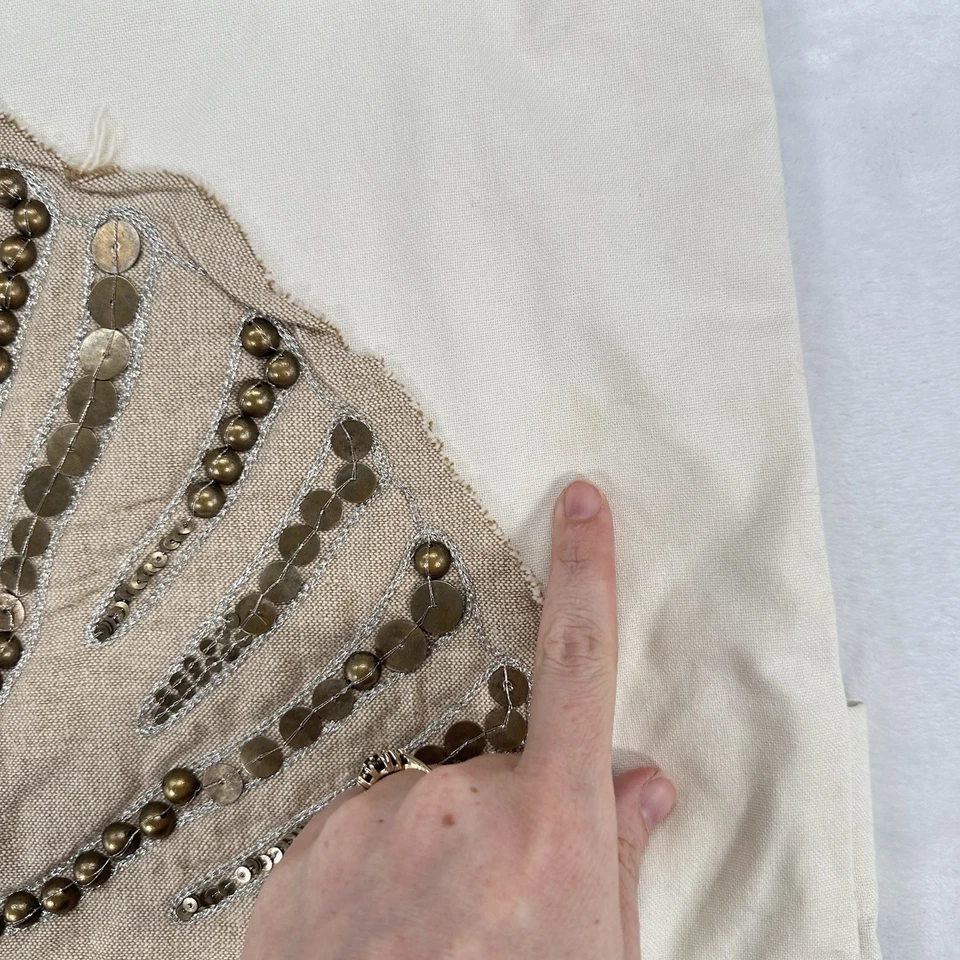 Funda Almohada Pottery Barn Sham 20x20" Crema Nautilus Shell Cuentas Playa Foto 4 de 4