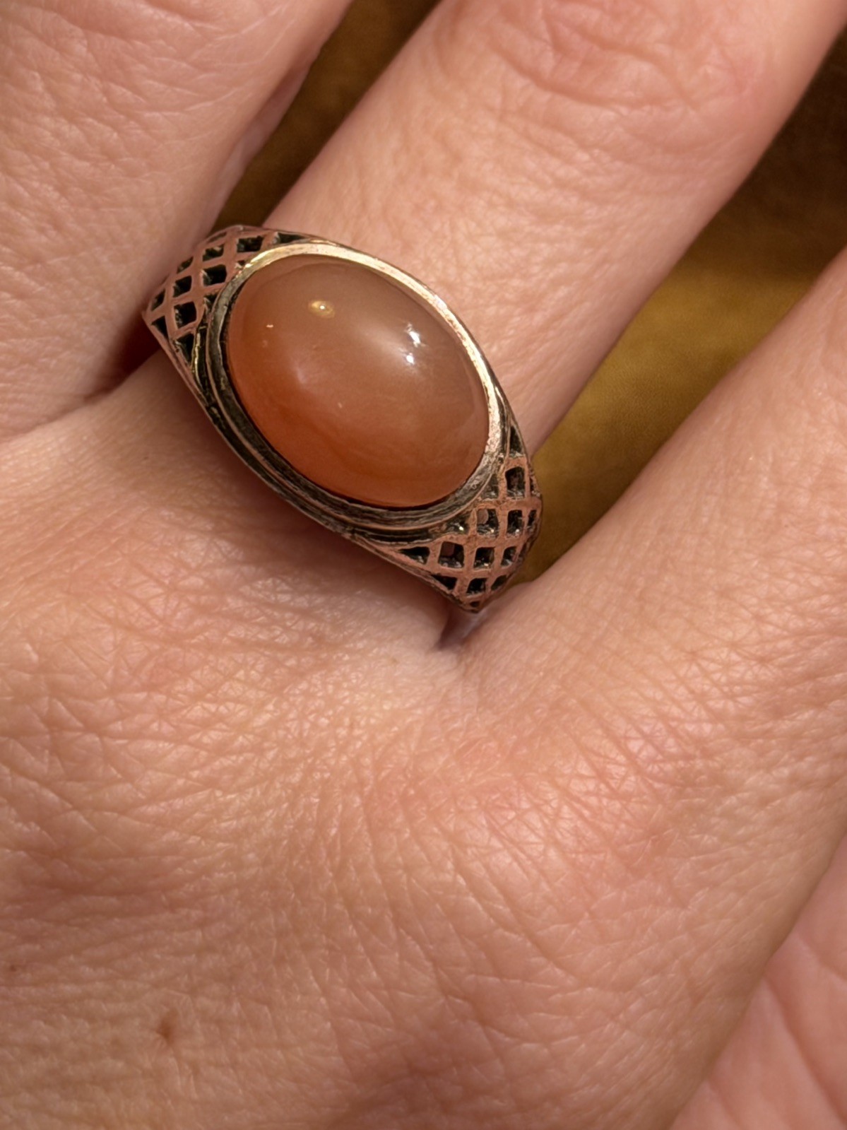 vintage 925 sterling silver ring, size Q with a natural carnelian(#16) image 9