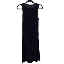 Express Sleeveless Crew Neck Ruched Midi Tank Dress Black M Goth Formal Sexy