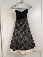 VGC Size 8 Warehouse Black & Cream Lace Dress Prom Wedding Event Teen Woman