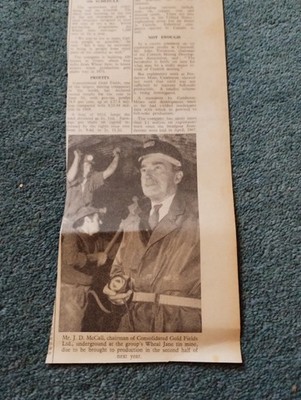 Sk260 Ephemera 1970 Bild Mr J D Mccall Gold Fields Ltd Wheal Jane Zinnmine  