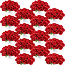 240 Pcs Red Silk Artificial Rose Flowers for Weddings and Home Decor