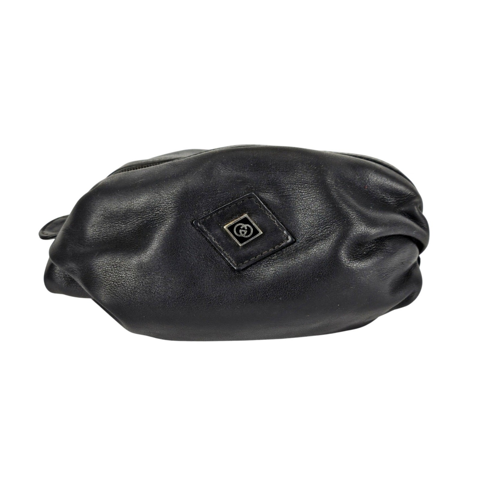 GUCCI VINTAGE BLACK POCHETTE COSMETIC POUCH – MINI HANDBAG – 1970s – RARE DESIGN thumbnail 8
