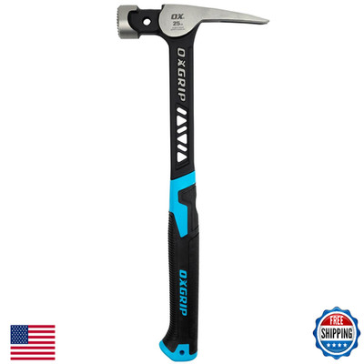 OX Pro 25oz UltraStrike Milled Face Framing Hammer - One-Piece Forged Steel