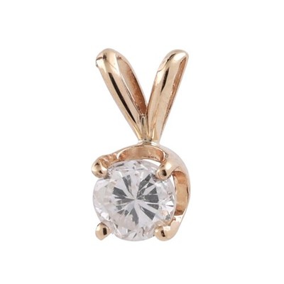 NEU 0,51 CT runder Diamant Solitär Anhänger Gelbgold 4-Krappen Set 0,40'' Damen
