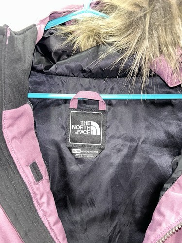 The North Face Vest Women XL Purple 550 Goose Down Quilted Puffer Jacket Fur - Picture 7 of 15