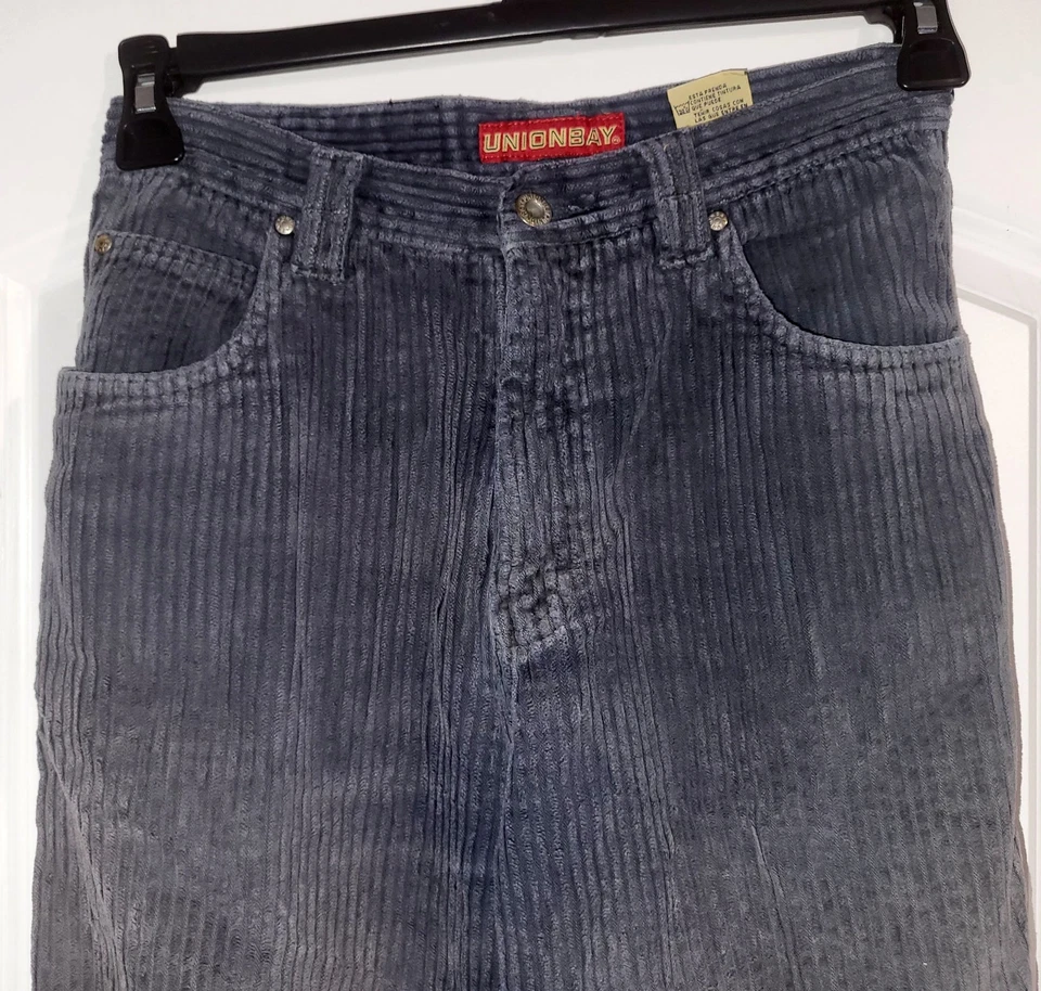 Vintage Union Bay Y2K 90s Big Boys Gray Wide Wale Corduroy Pants Size 18 XXL - Image 3 of 4