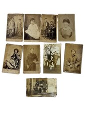 Vintage Antique Small Cabinet Card Photo Lot of 9 Victorian Children Portraits