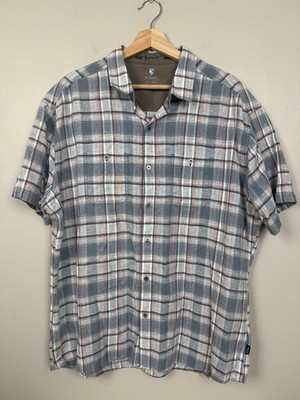 Kuhl Skorpio Short Sleeve Shirt Men's Lg Linen Cotton Blend Lightweight Hiking
