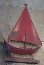 Pottery Barn Red Sailboat boat object New w tag