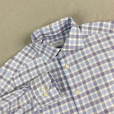 Eton contemporary Mens Dress Shirt 15 38 M textured check blue spread