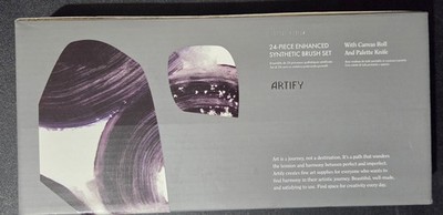 Artify Expert Series 24 Pc Enhanced Synthetic Paint Brush Set Canvas Roll Knife