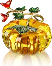 HDCRYSTALGIFTS Fall Decor Glass Pumpkin Figurine Hand Blown Glass Pumpkin Table